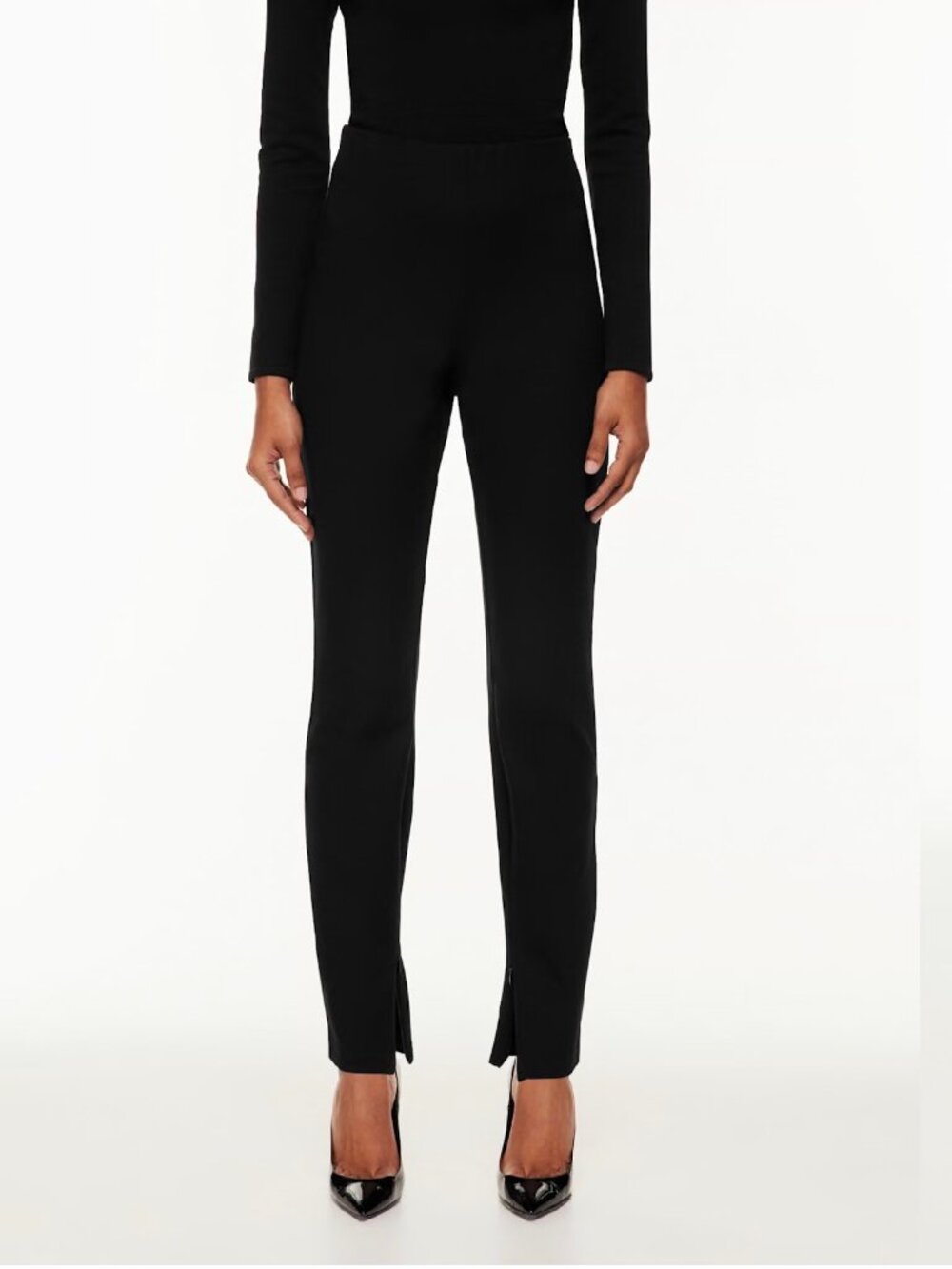 ARITZIA Babaton Sisko Black High Rise Ponte Skinny Pants Zip Ankle M